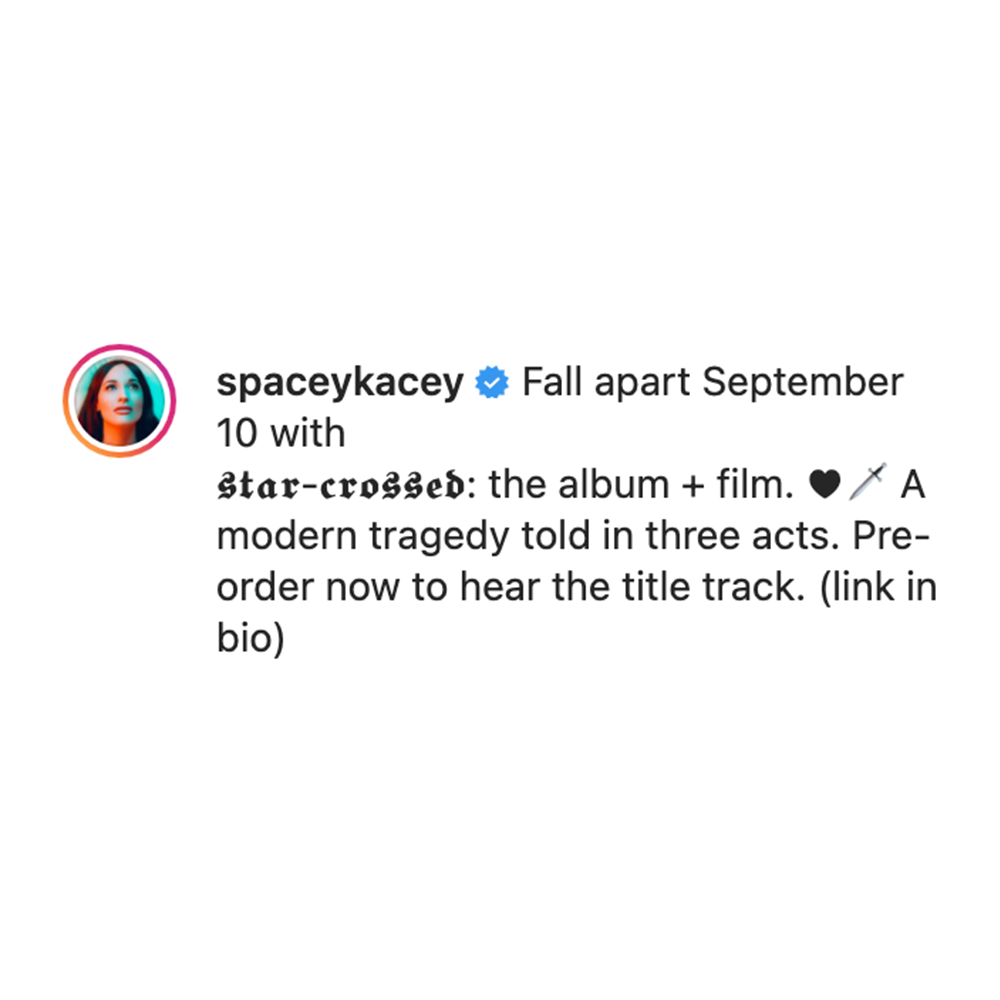 Kacey Musgraves Instagram caption