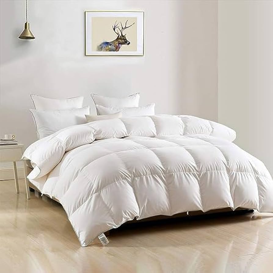 DWR Luxury King Goose Feathers Down Comforter Ultra-Soft Egyptian Cotton Fabric